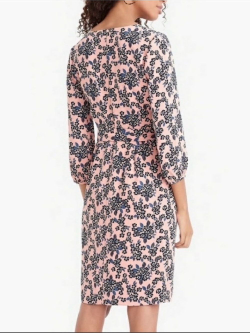 J. Crew Wrap Dress 365 Crepe Pink Plush Floral Bouquet Size 6P - Picture 10 of 14